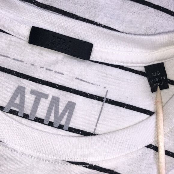 ATM Anthony Thomas Melillo Glitter Spray Striped Tee - L - Picture 3 of 7